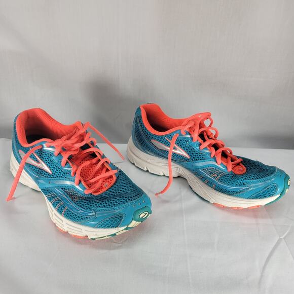 Brooks Launch Women’s 8.5 Running Shoes Teal Coral Lightweight Neutral Cushion - Picture 2 of 9